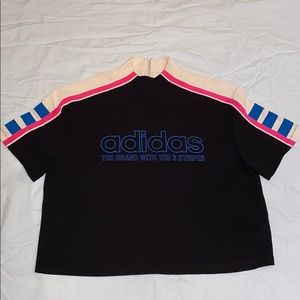 adidas originals retro zip mock neck top RARE